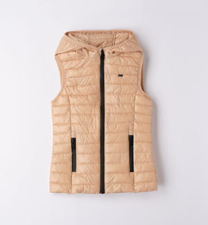 Piumino smanicato ragazza BEIGE