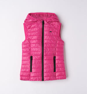 Piumino smanicato ragazza FUCSIA