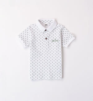 Cotton polo shirt with micro pattern WHITE