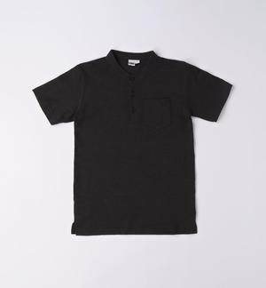 Boy's short-sleeved polo shirt BLACK