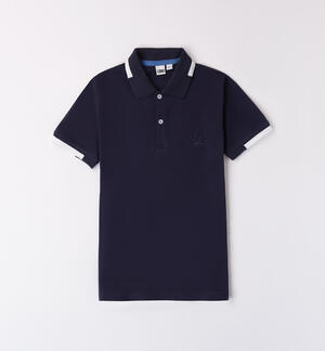 Boys' embroidered polo shirt BLUE