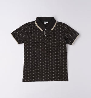Boy's micro patterned polo shirt BLACK