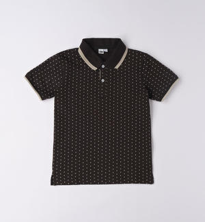 Polo ragazzo micro fantasia NERO