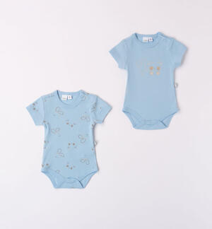 Set of two 100% cotton bodysuits LIGHT BLUE