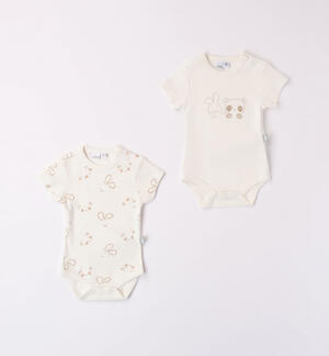 Set of two 100% cotton bodysuits CREAM