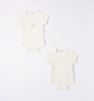 Set of two baby bodysuits CREAM