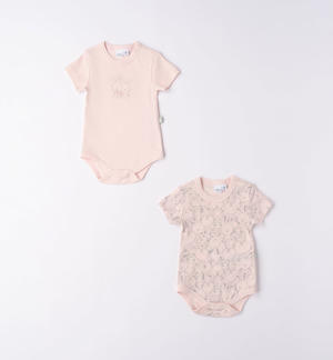 Set due body neonato manica corta ROSA