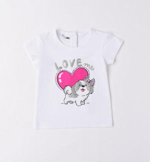 T-shirt bambina cagnolino glitter