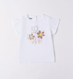 T-shirt bambina con fiori di strass
