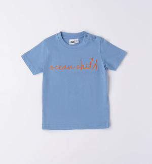 T-shirt bambino ricamo 100% cotone BLU