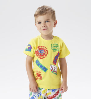 Boy's T-shirt with stickers print YELLOW