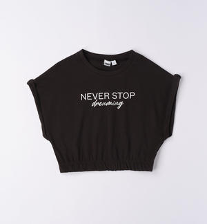 T-shirt corta ragazza NERO