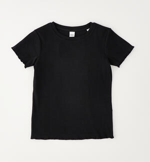Girls' fitted T-shirts BLACK