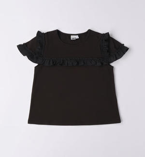 Girl's T-shirt with ruffles BLACK