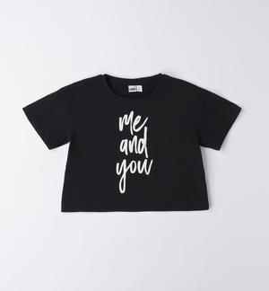 T-shirt ragazza glitter NERO