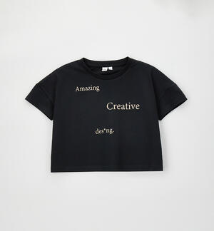 T-shirt ragazza in cotone NERO