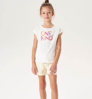 T-shirt ragazza scritta multicolor