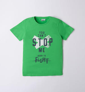 100% cotton boy's T-shirt with various patterns GREEN