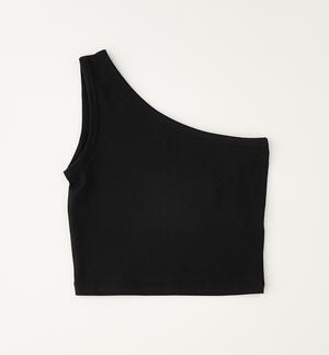 Top monospalla ragazza NERO