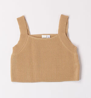 Girl's tank top with straps BEIGE