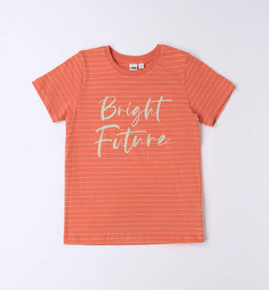 T-shirt a righe per ragazzo ARANCIONE