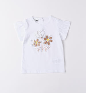 Girl's T-shirt with rhinestone flowers