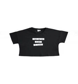 Cropped T-shirt for girls BLACK