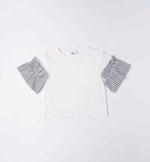 T-shirt ragazza maniche rigate