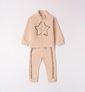 Girls' star tracksuit BEIGE