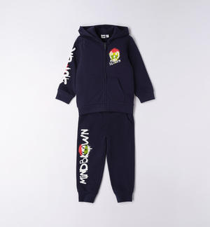 Boy's urban-style jersey fleece playsuit BLUE