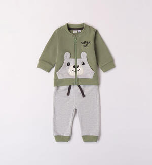 Boys' tracksuit with zip GREEN