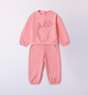 Girls' two-piece tracksuit with rhinestones PINK