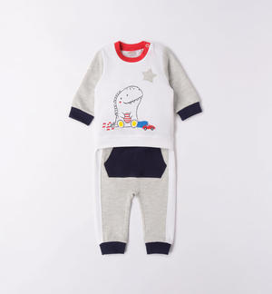 Dinosaur boy's babygrow GREY