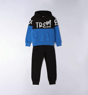 Tuta ragazzo con cappuccio 100% cotone BLU