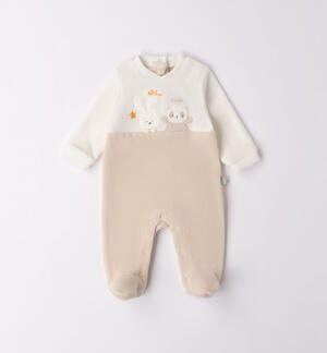 Two-tone sleepsuit for babies BEIGE