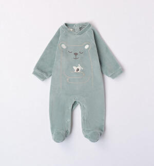 Chenille sleepsuit with feet GREEN