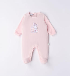 Chenille babygrow with bunnies PINK