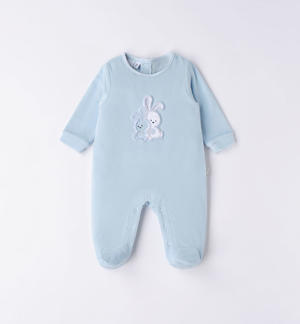Chenille babygrow with bunnies LIGHT BLUE