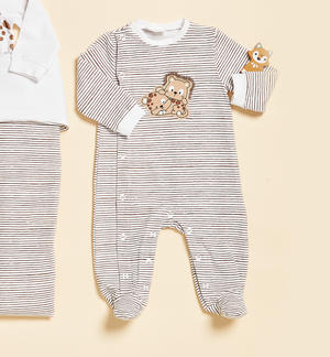 Babygrow with feet for baby boy with animal print