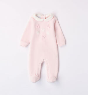 Sleepsuit with stars for baby girl PINK