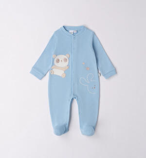 Babies' sleepsuit with panda design LIGHT BLUE