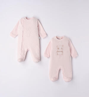 Set of unisex sleepsuits in chenille PINK
