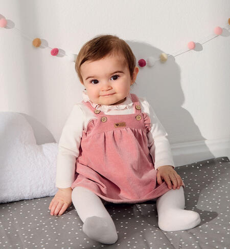 Baby girl dress with overalls PINK