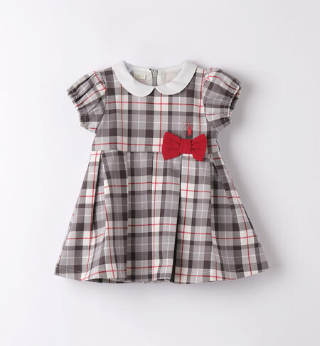 iDO checked dress for girls from 1 to 24 months GRIGIO-0518