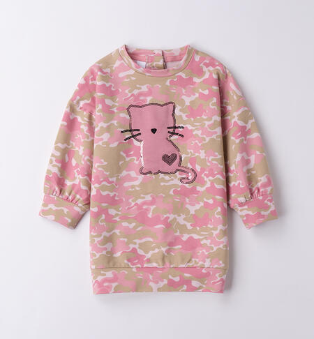Abito bambina con gatto ROSA