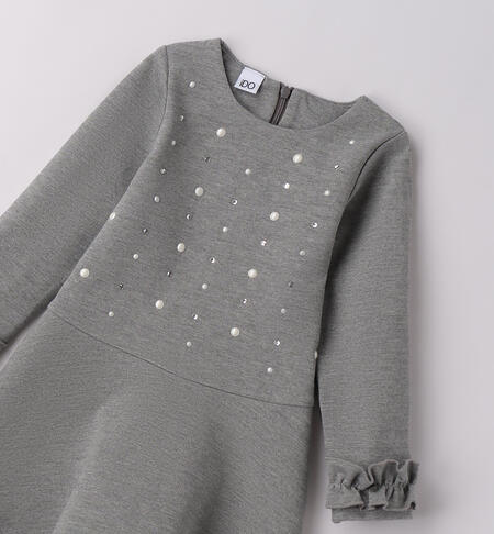 Abito bambina con perle GRIGIO MELANGE-8970