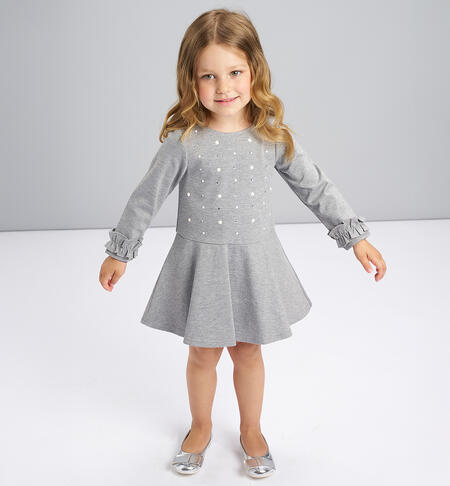 Abito bambina con perle GRIGIO MELANGE-8970
