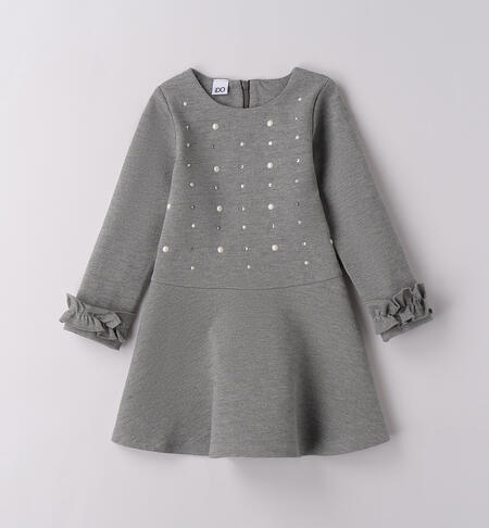 Abito bambina con perle GRIGIO MELANGE-8970