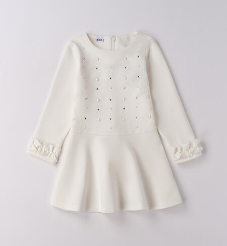Abito bambina con perle PANNA