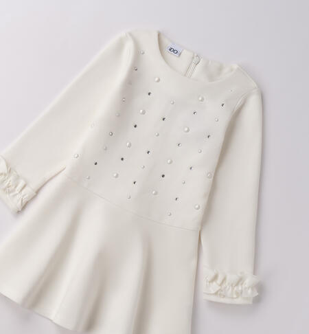 Abito bambina con perle PANNA-0112